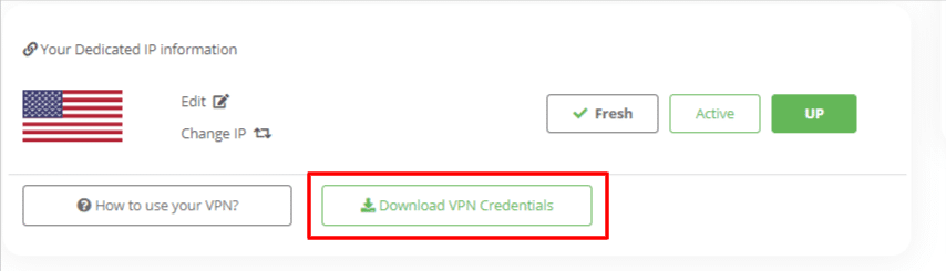 Click on Download VPN credentials