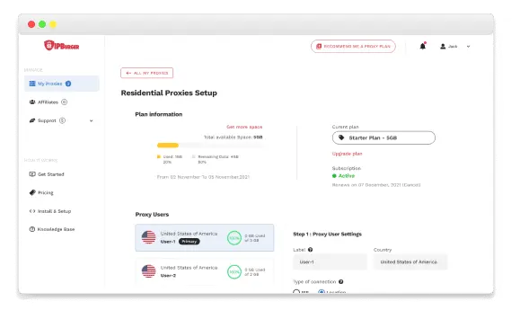 Dashboard For Proxy Management